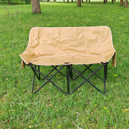 新款戶外雙人低背月亮椅露營可攜式野餐折疊椅輕便休閒雙人折疊椅