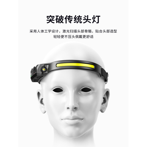 感應頭燈超長續航LED夜釣強光充電超亮防水釣魚戶外頭戴式照明燈