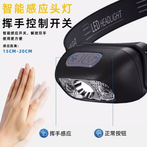 LED頭燈超亮可充電頭戴式強光感應特亮手電筒小型可攜式夜釣魚燈