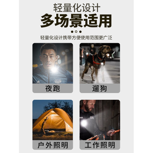 多功能跑步燈夜跑頭燈充電強光戶外迷你可攜式衣夾燈超亮頭戴式照明