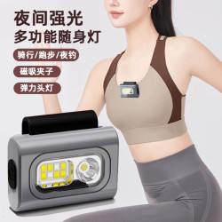 頭燈強光戶外夜跑燈多功能可充電釣魚專用可攜式衣夾燈手電筒跑步燈