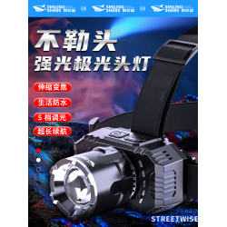 變焦頭戴式強光頭燈充電超亮長續航手電夜釣魚登山專用戶外照明燈