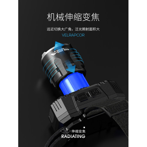 變焦頭戴式強光頭燈充電超亮長續航手電夜釣魚登山專用戶外照明燈
