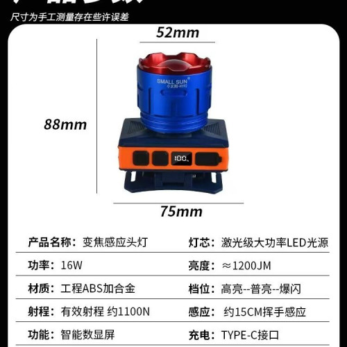 小太陽H192頭燈變焦工地戶外超亮頭戴式礦燈鋰電釣魚超長續航遠射