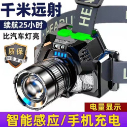 德國精工強光頭燈LED可充電變焦遠射頭戴式手電筒超亮夜釣魚礦燈