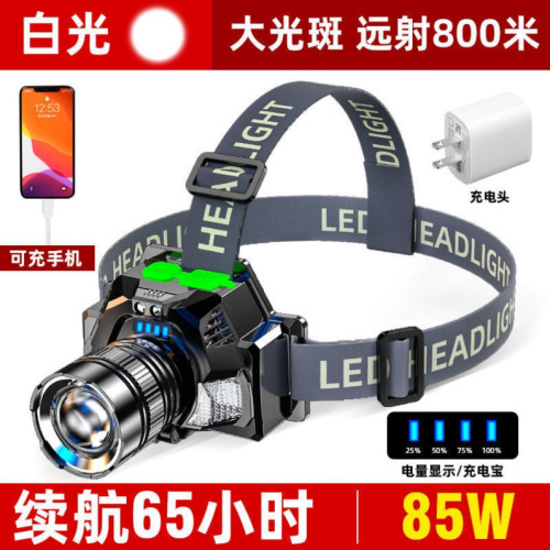 德國精工強光頭燈LED可充電變焦遠射頭戴式手電筒超亮夜釣魚礦燈