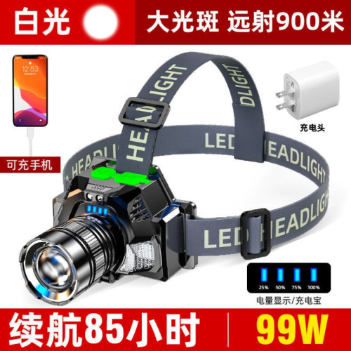 德國精工強光頭燈LED可充電變焦遠射頭戴式手電筒超亮夜釣魚礦燈