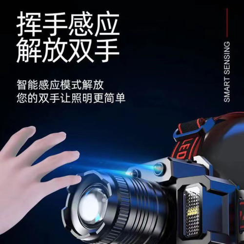 夜釣家用頭戴式強光頭燈可充電戶外遠射照明手電筒超亮行動電源led