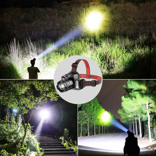 夜釣家用頭戴式強光頭燈可充電戶外遠射照明手電筒超亮行動電源led