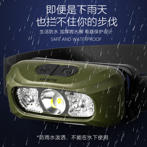 者頭燈強光充電超亮頭戴式夜釣魚照明戶外長續航輕便感應頭戴電筒