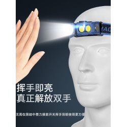 強光多功能戶外照明感應磁吸雙頭旋轉頭燈高亮迷你騎行登山充電燈