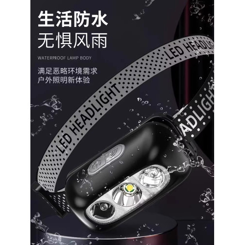 頭燈強光超亮超長續航釣魚專用超輕夜釣感應充電頭戴式電筒夜釣燈