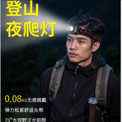 登山頭燈戶外強光超亮可充電超輕感應頭戴式超長續航夜爬徒步裝備