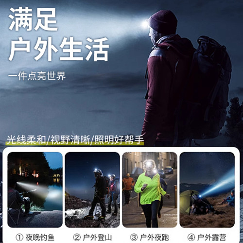 登山頭燈戶外強光超亮可充電超輕感應頭戴式超長續航夜爬徒步裝備 登山頭燈戶外強光超亮可充電超輕感應頭戴式超長續航夜爬徒步裝備