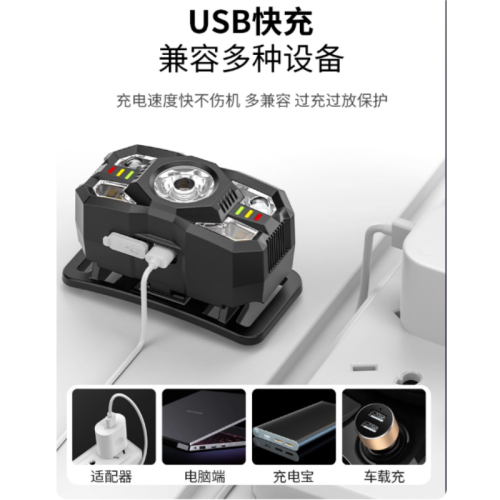 登山頭燈戶外強光超亮可充電超輕感應頭戴式超長續航夜爬徒步裝備