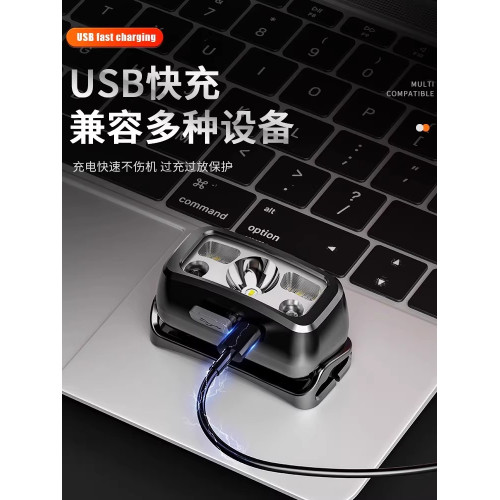 兒童頭燈戶外超輕趕海專用強光充電頭戴式照明燈露營夏令營長續航