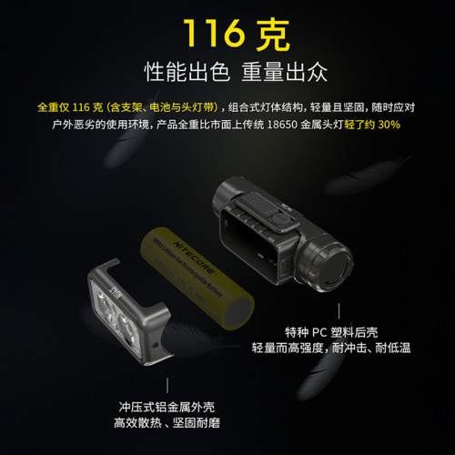 NITECORE奈特科爾NU43頭燈登山徒步雙光源照明釣魚夜跑燈輕量充電