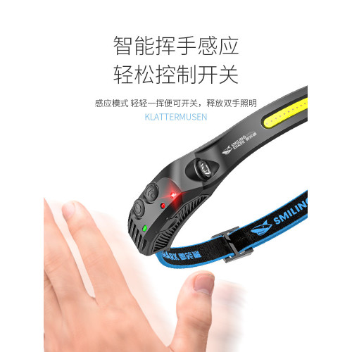 工地專用安全帽頭燈強光充電超亮戶外工作頭戴式超輕感應泛光燈