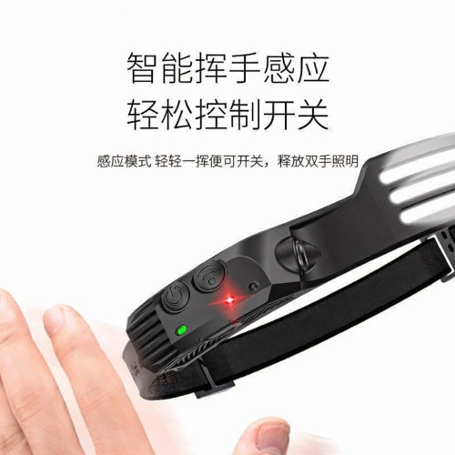 爬山頭燈強光超亮充電超長續航頭戴式戶外夜釣感應照明燈COB泛光