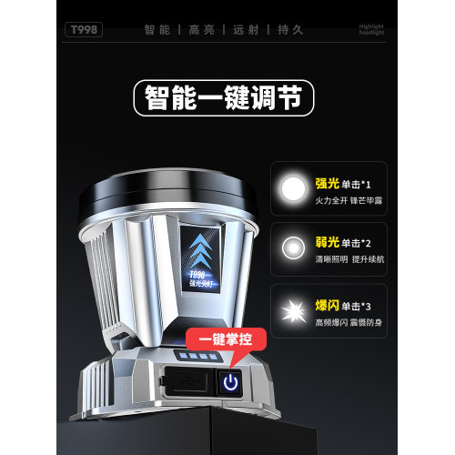 頭燈頭戴式強光充電超亮釣魚專用超長續航鋰電手電筒礦燈感應夜釣