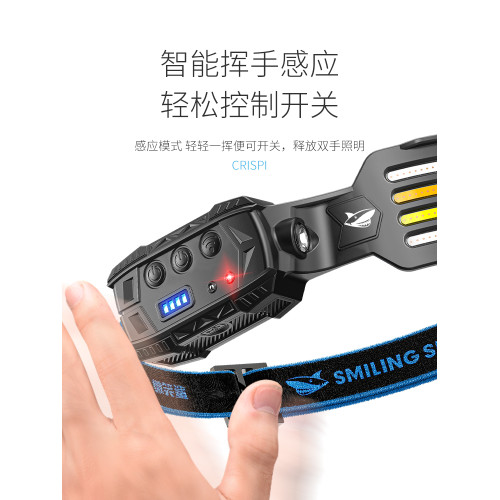 超輕可攜式強光頭燈充電超長續航戶外登山釣魚專用頭戴式感應夜釣