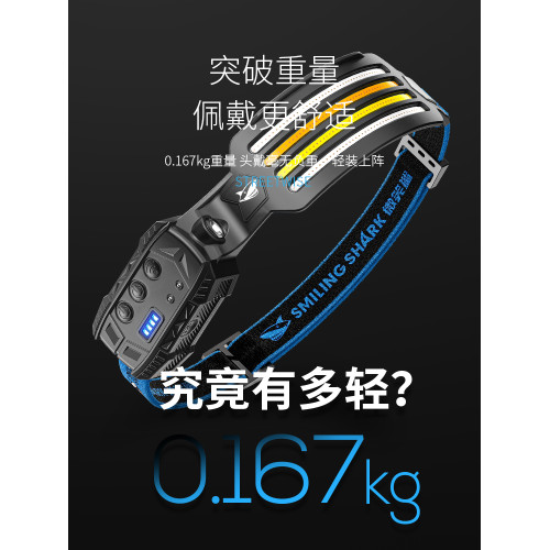 超輕可攜式強光頭燈充電超長續航戶外登山釣魚專用頭戴式感應夜釣