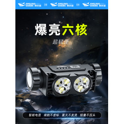 微笑鯊小頭燈強光超亮充電登山夜釣魚專用戶外頭戴式超長續航鋰電