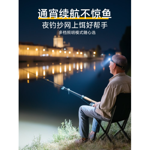 夜釣感應頭燈釣魚專用2026新款強光超亮續航戶外登山頭戴式照明燈