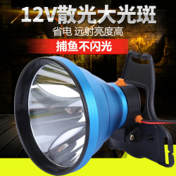12V伏頭燈超亮LED強光大光斑散光照魚釣魚黃光500W夾電瓶外接燈頭