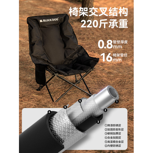 BLACKDOG黑狗浮月UC戶外可攜式折疊椅夾棉休閒椅子可調節露營躺椅