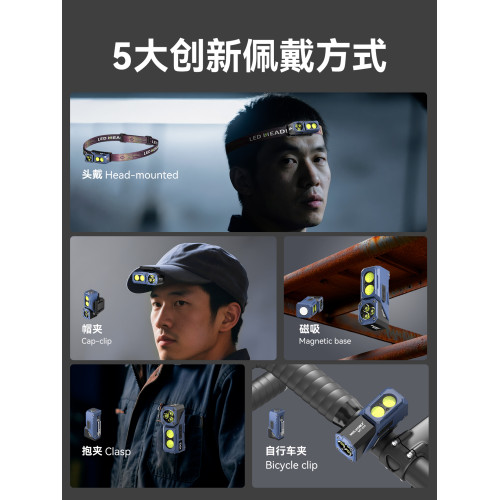 銘久2026新款頭燈強光超亮頭戴式感應夜釣釣魚專用戶外登山照明燈