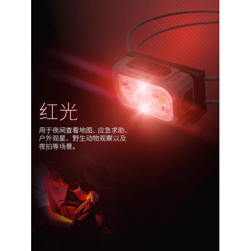 奈特科爾NU21輕量化越野跑徒步頭燈充電戶外露營跑步無重感探照燈