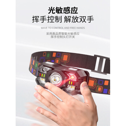 登山頭燈戶外爬山強光超亮可充電感應頭戴式超長續航夜爬徒步裝備