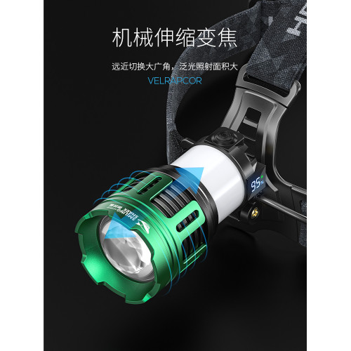 2025新款頭燈釣魚專用感應強光超亮變焦黃光戶外露營充電超長續航