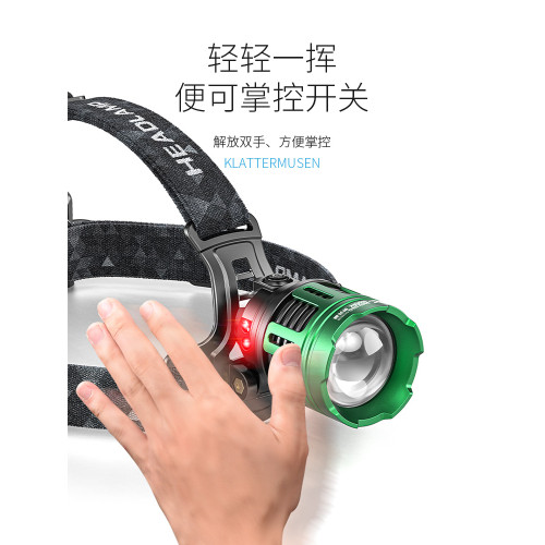2025新款頭燈釣魚專用感應強光超亮變焦黃光戶外露營充電超長續航