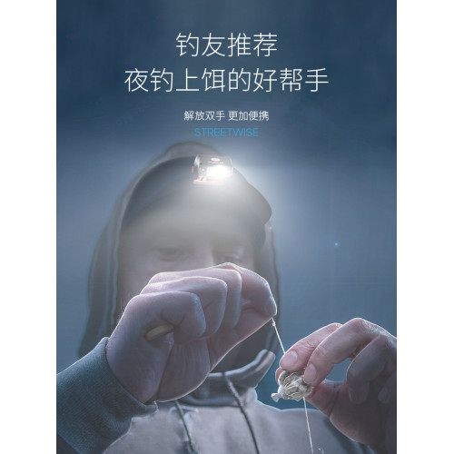 強光便捷充電揮手感應帽夾燈戶外超長續航專用可調節露營頭戴魚燈