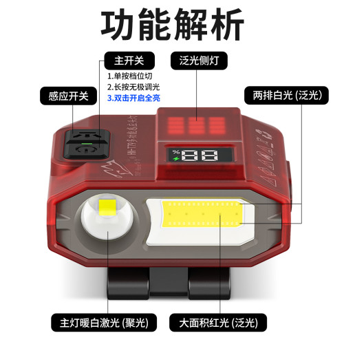 哈拿頭燈釣魚專用夜釣感應帽夾帽簷帽子頭戴式強光戶外登超亮上餌
