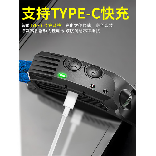 2025新款頭燈強光超亮充電感應夜釣魚頭戴式超輕長續航COB泛光燈