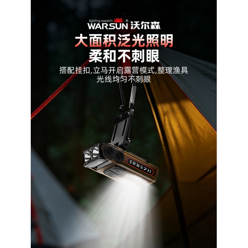 沃爾森夜釣頭燈強光超亮充電超長續航釣魚專用頭戴式感應帽夾燈