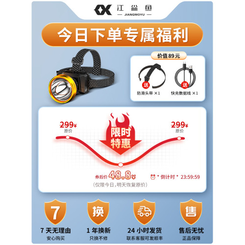 頭燈頭戴式強光充電照明燈長續航100小時礦燈2026新款超亮手電筒