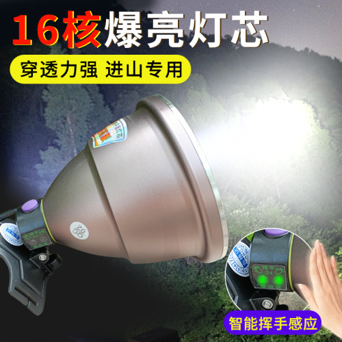 16核強光超亮燈頭9核大光斑12V外接電瓶餘光砲散光頭戴式超疝氣燈