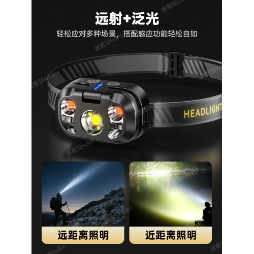 2025新款強光超亮頭燈感應超長續航趕海夜釣魚專用頭戴式戶外登山