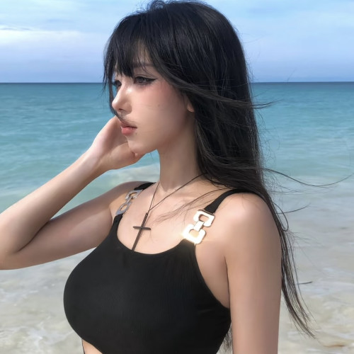 網紅款黑色連體泳衣女顯瘦爆款鏤空純欲高級海邊度假休閒性感修身