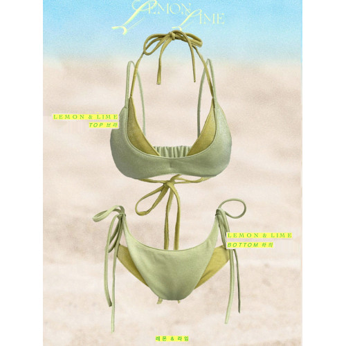 辣妹自製撞色曡穿比基尼四件套女2025年新款海鹽薄荷度假分體泳衣