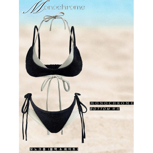 辣妹自製撞色曡穿比基尼四件套女2025年新款海鹽薄荷度假分體泳衣