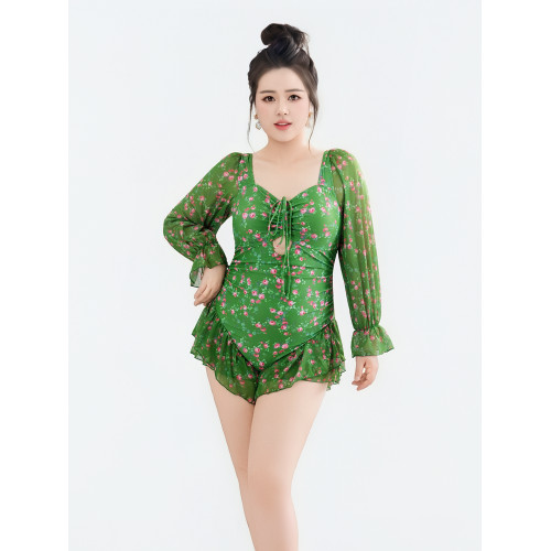 【玫瑰莊園】復古顯白兩件套帶裙遮肚顯瘦連體泳衣女泡溫泉新款