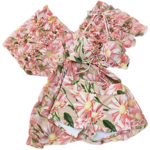 2026新款情侶泳衣女比基尼分體三件套遮肉顯瘦鋼托聚攏平角褲泳裝