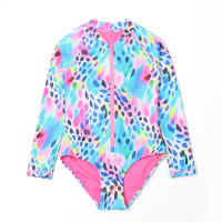 英國女童連體泳衣紥染防曬長袖拉鍊小大童沖浪服NE*T兒童泳裝