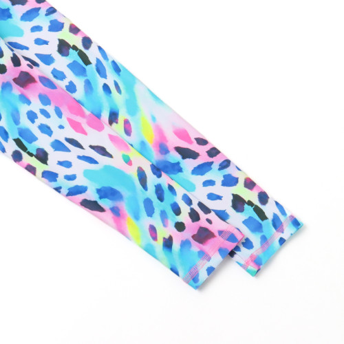 英國女童連體泳衣紥染防曬長袖拉鍊小大童沖浪服NE*T兒童泳裝