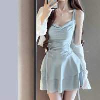 泳衣女款2025新款微胖遮肚露背性感裙式連體顯瘦純欲泡溫泉